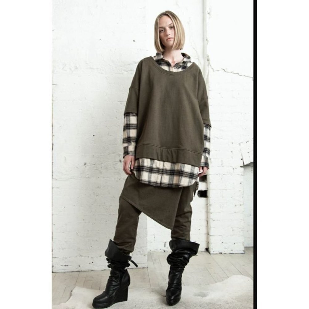 Nicholas K Soren Sweat Oversized Sweatshirt Olive Black Size XXS NWT $350